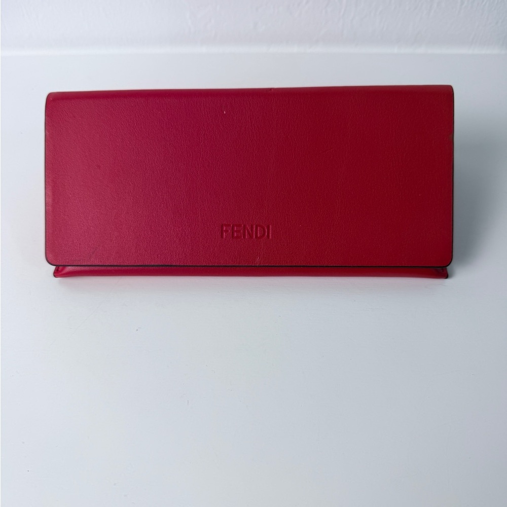 Authentic FENDI Roma Red Eyeglasses Sunglasses Case w/ Blue Interior & Cloth